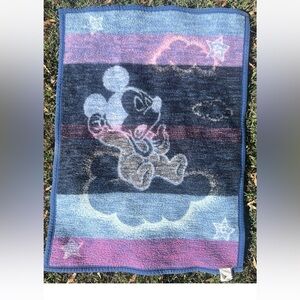 Vintage BIEDERLACK Disney MICKEY MOUSE BLANKET Reversible Clouds HTF RARE